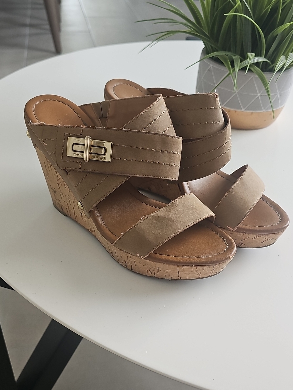 Well Worn Wedges Tommy Hilfiger Brown Cork Wedge Sandals